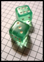 Dice : Dice - 6D - Pair Pale Teal Clear  with White Pips Pillow Shape